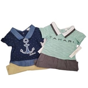 Tahari Infant Baby Boys Size 3-6 Months One-Piece Shorts Outfits Lot Of 2 New!